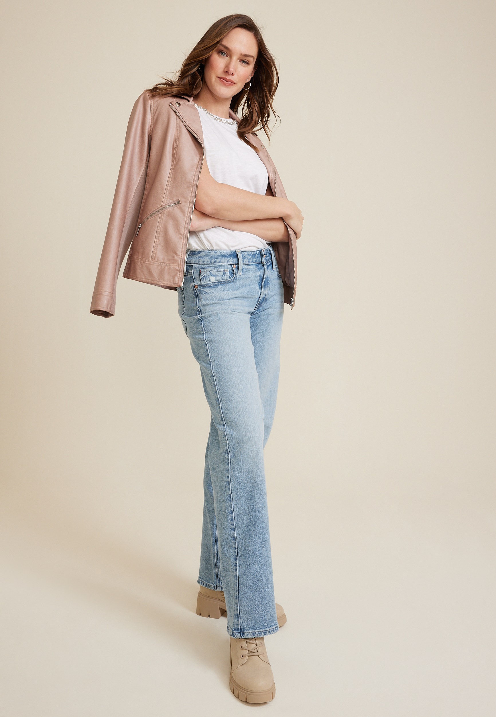 edgely&trade; Mid Rise Relaxed Boyfriend Wide Leg Jean, C3337, large