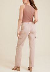 edgely&trade; Pink Mid Rise Relaxed Boyfriend Straight Cargo Jean, C595, small