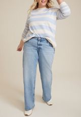 Plus Size edgely&trade; Mid Rise Relaxed Boyfriend Wide Leg Jean, C3337, small