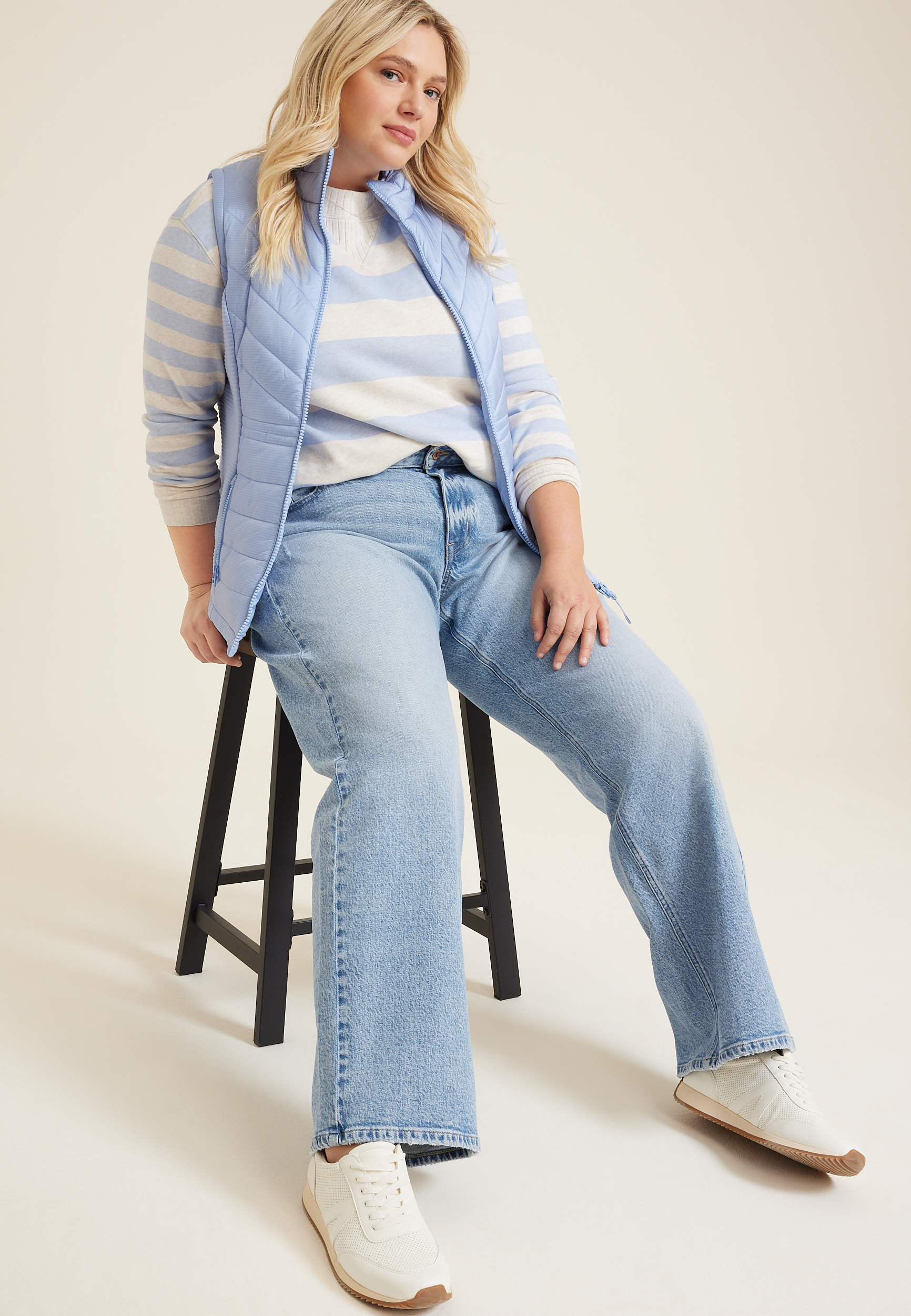 Plus Size edgely&trade; Mid Rise Relaxed Boyfriend Wide Leg Jean, C3337, large