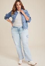 Plus Size edgely&trade; Mid Rise Relaxed Boyfriend Straight Cargo Jean, C2806, small