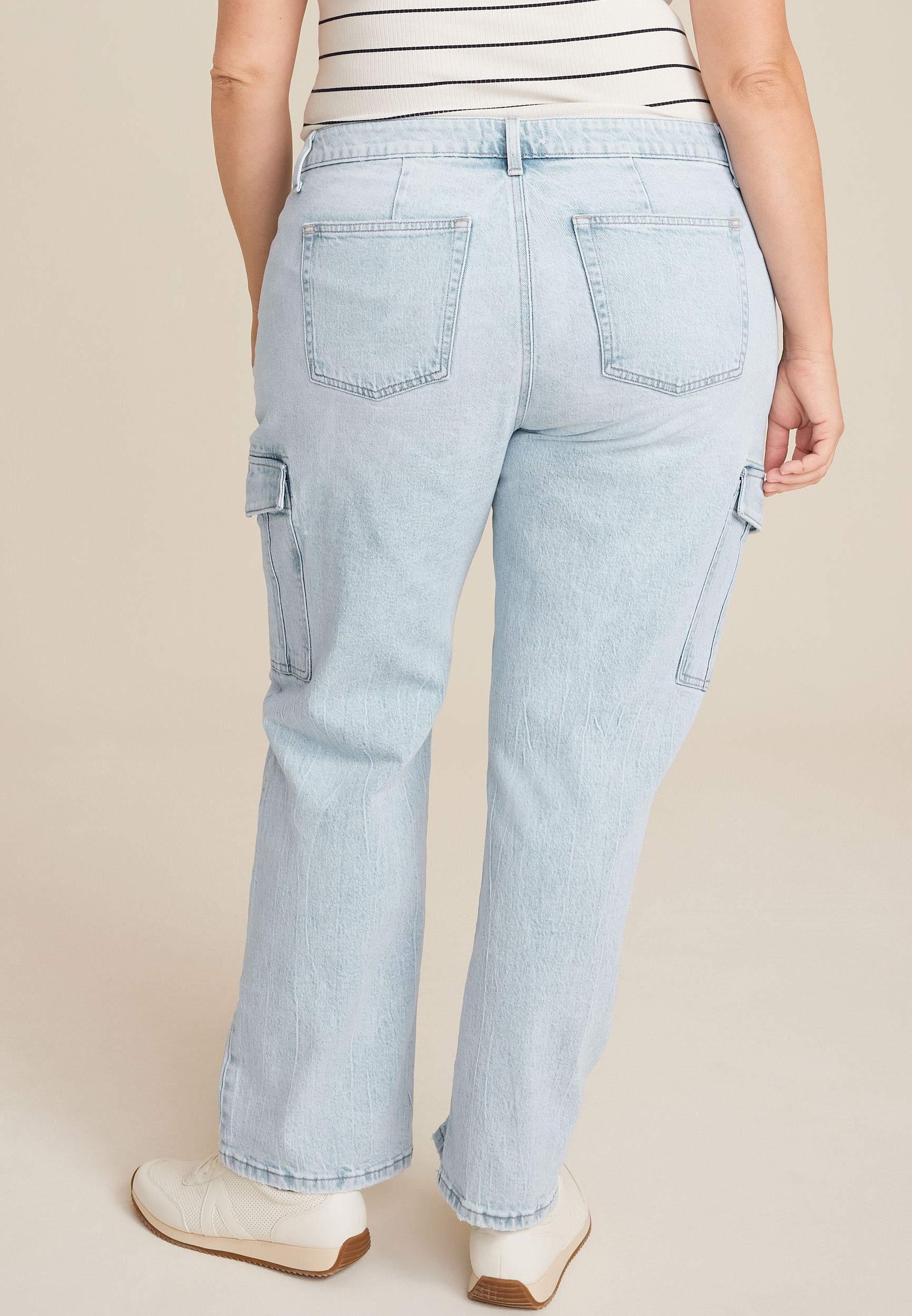 Plus Size edgely&trade; Mid Rise Relaxed Boyfriend Straight Cargo Jean, C2806, large