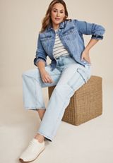 Plus Size edgely&trade; Mid Rise Relaxed Boyfriend Straight Cargo Jean, C2806, small