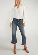 Silver Jeans Co.&reg; Suki Curvy Mid Rise Kick Flare Cropped Jean, DARK SANDBLAST, small