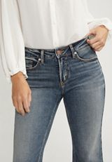 Silver Jeans Co.&reg; Suki Curvy Mid Rise Kick Flare Cropped Jean, DARK SANDBLAST, small