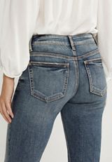 Silver Jeans Co.&reg; Suki Curvy Mid Rise Kick Flare Cropped Jean, DARK SANDBLAST, small
