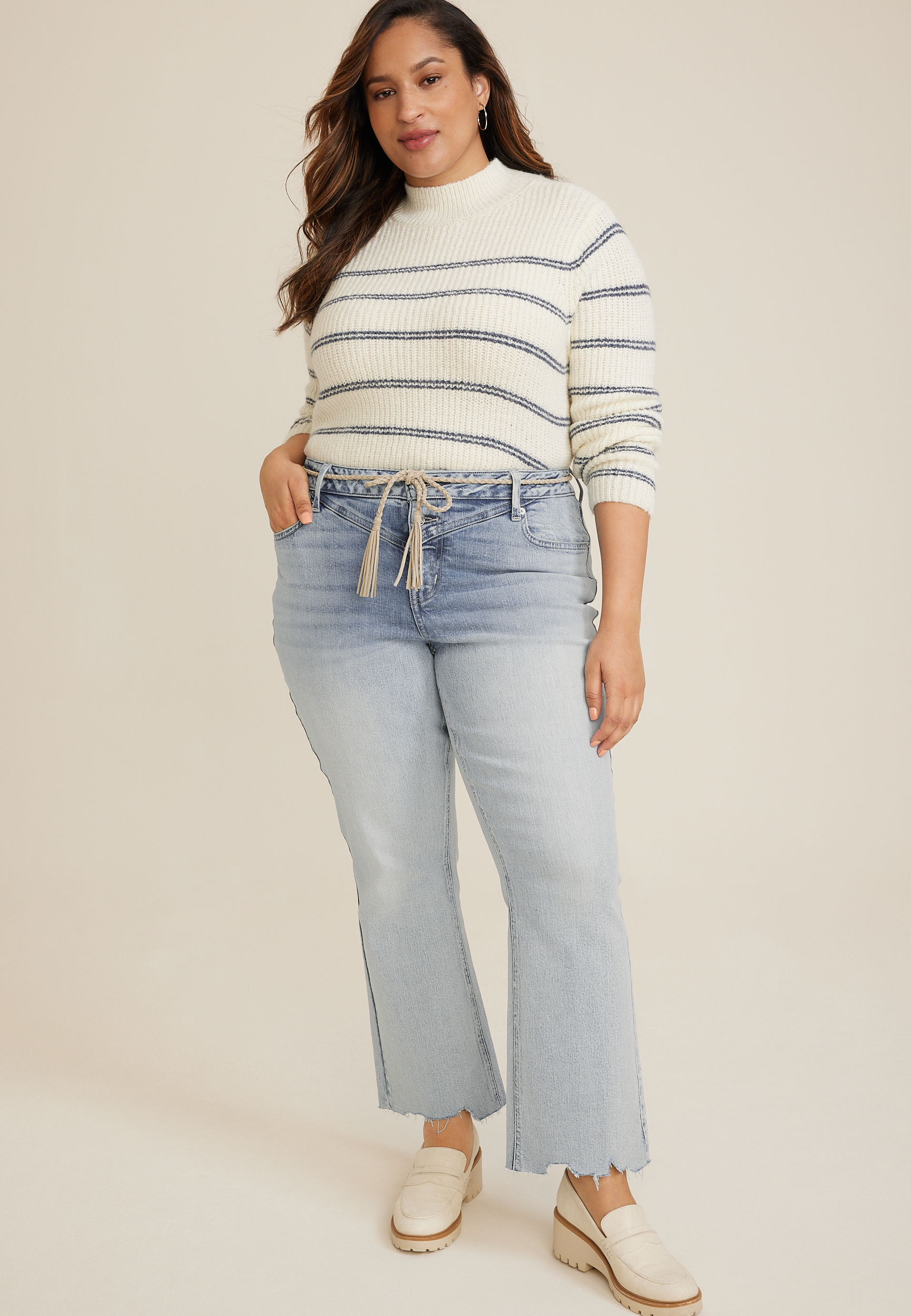 Plus Size KanCan™ Ankle Straight High Rise Ripped Jean