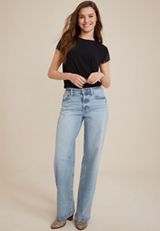 edgely&trade; Curvy High Rise Relaxed Boyfriend Wide Leg Jean, C3337, small