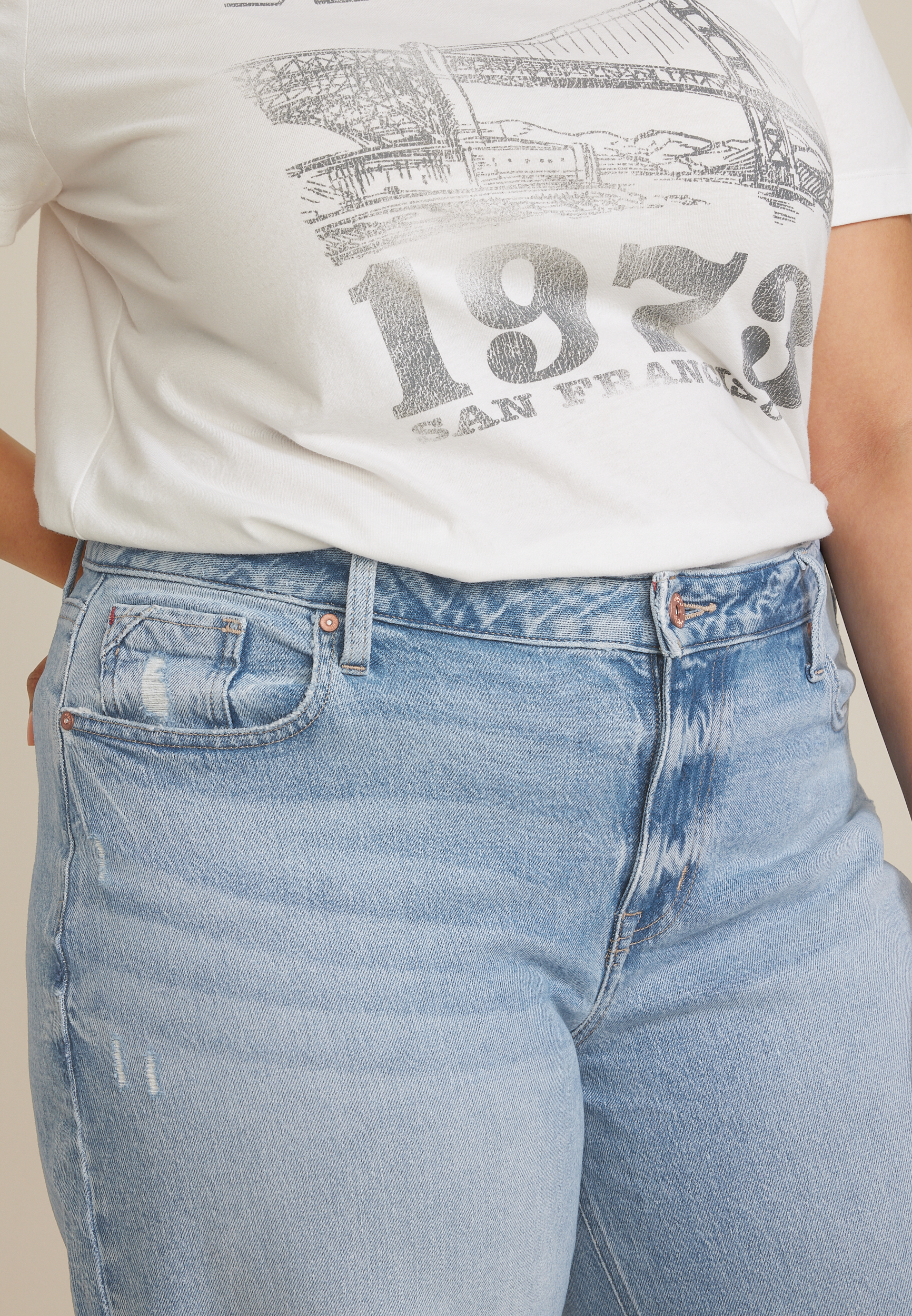 Plus Size edgely&trade; Curvy High Rise Relaxed Boyfriend Wide Leg Jean, C3337, large