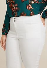 Plus Size m jeans by maurices&trade; White Curvy High Rise Double Button Sculptress Flare Jean, WHITE, small