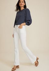 m jeans by maurices&trade; White High Rise Double Button Sculptress Flare Jean, C223, small