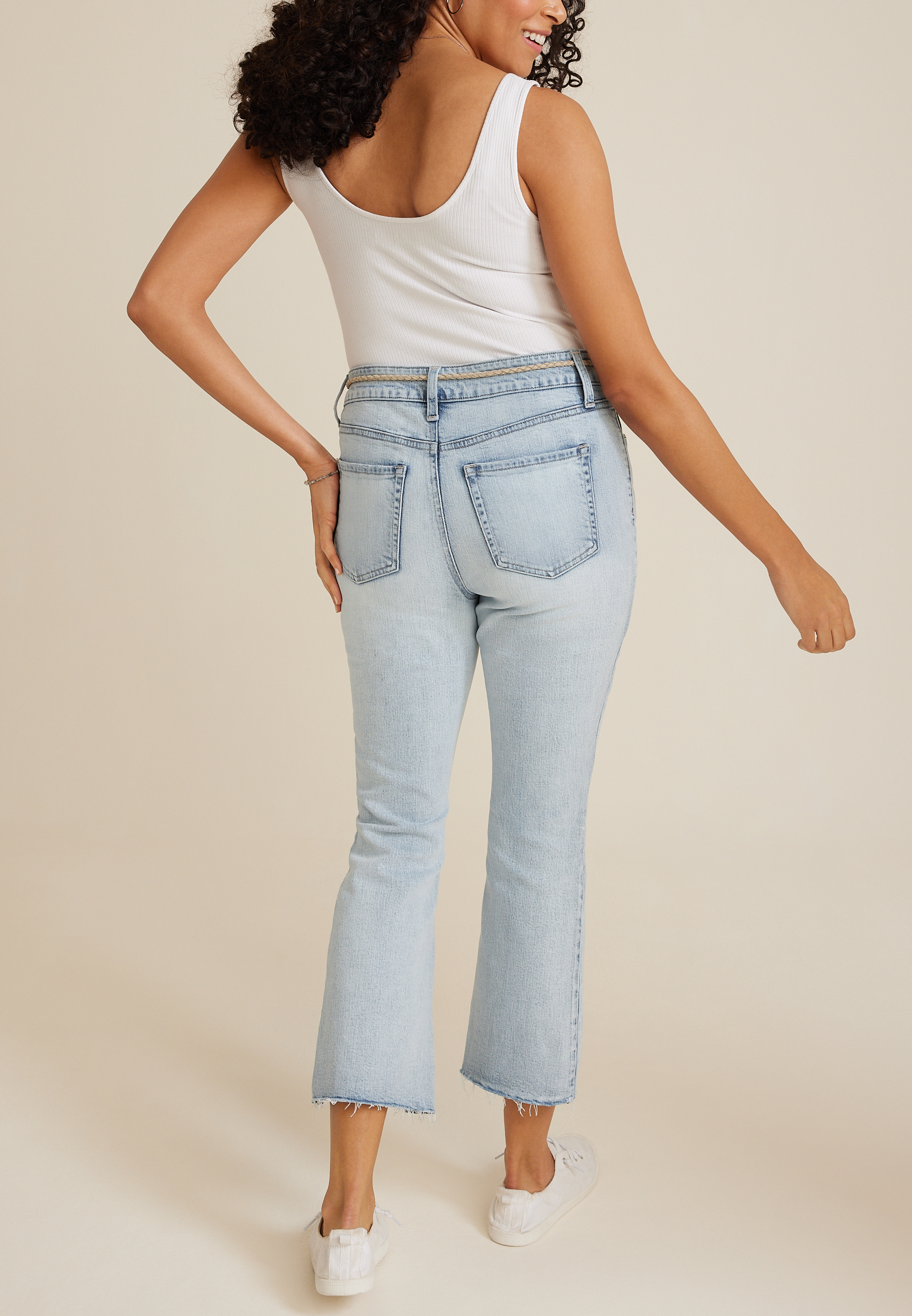 m jeans by maurices&trade; Mid Fit Mid Rise Belted Kick Boot Ankle Jean, C2806, large
