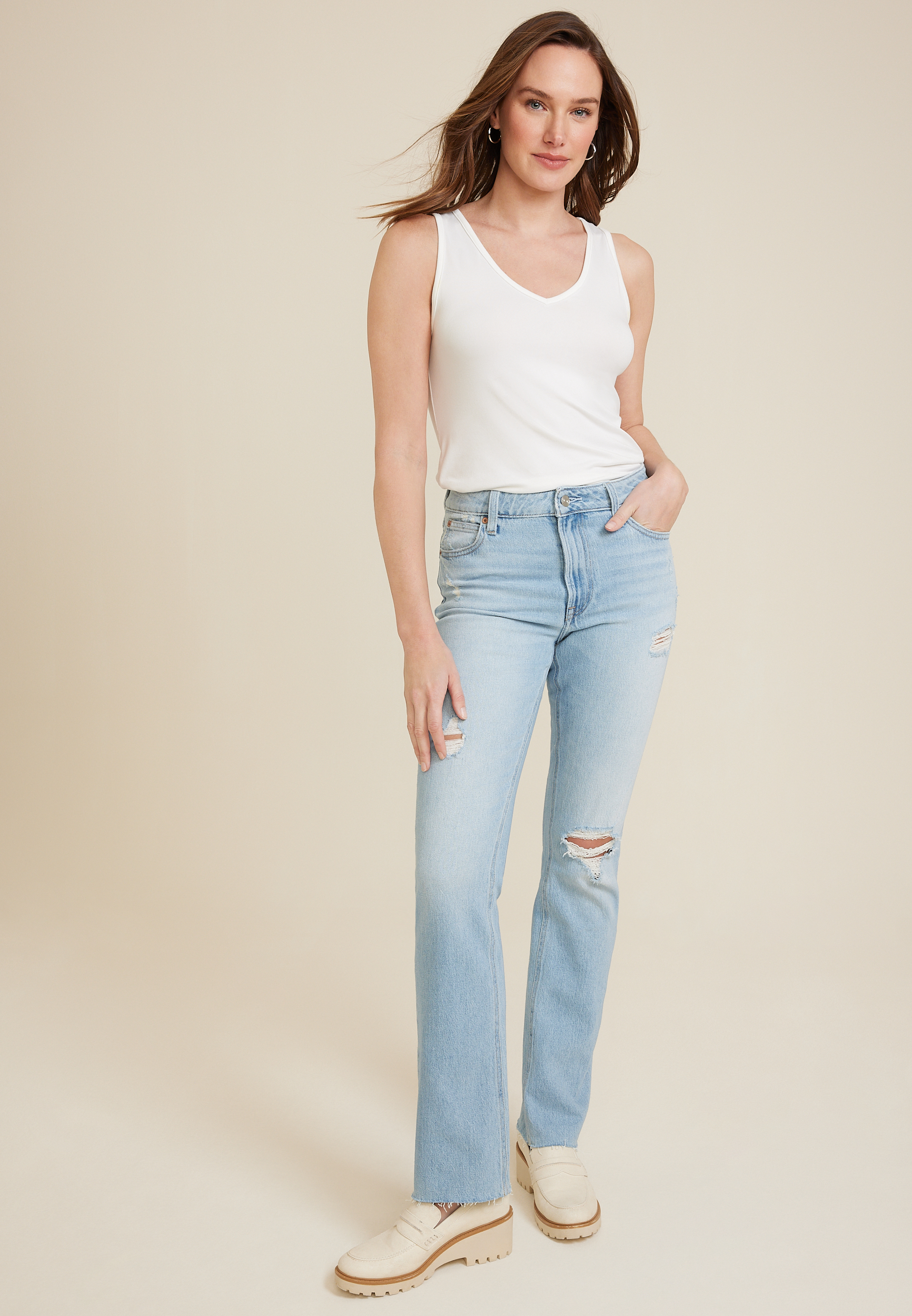 m jeans by maurices™ Supersoft 90s High Rise Taper Ankle Jean