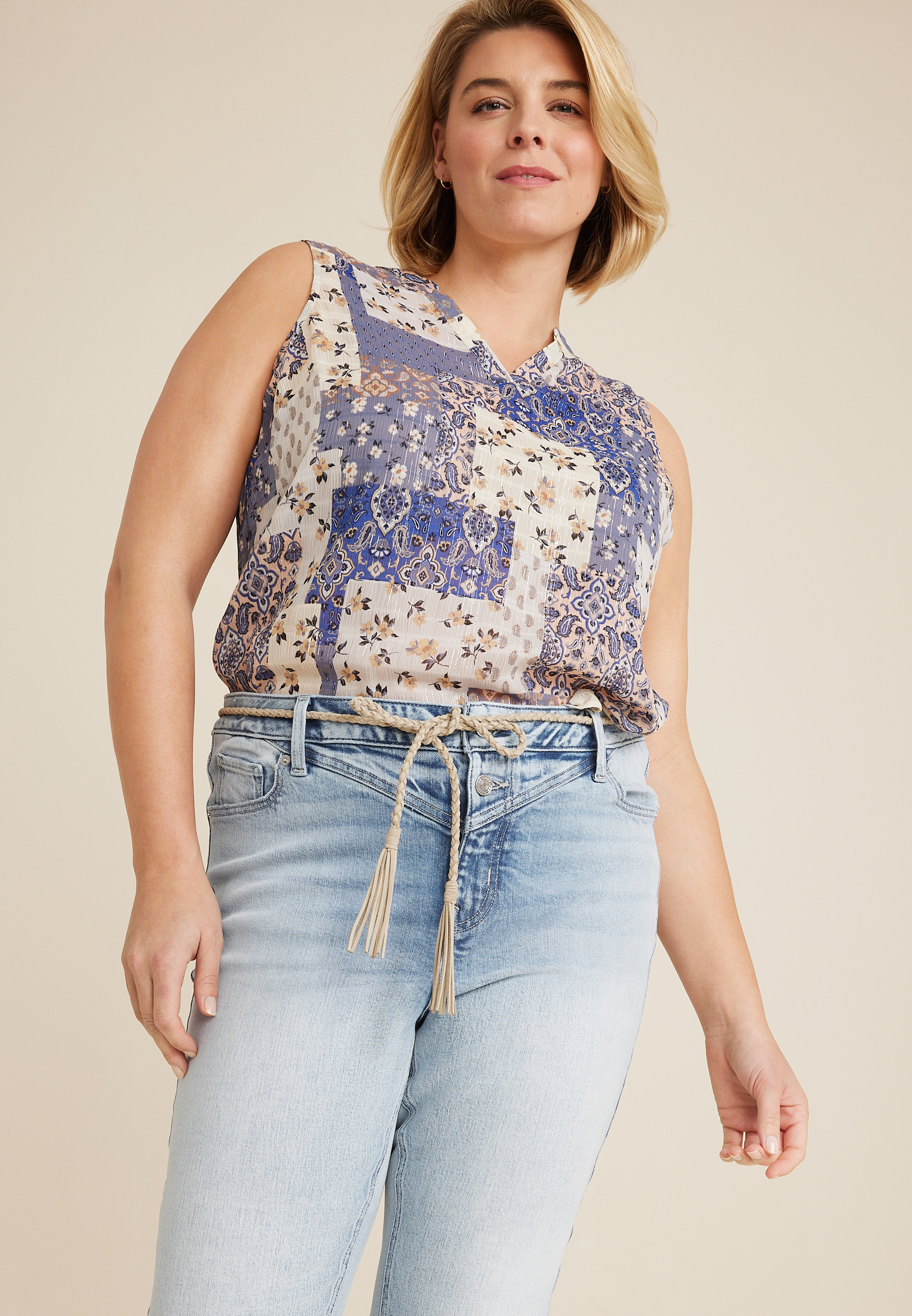 Plus Size m jeans by maurices&trade; Mid Fit Mid Rise Belted Kick Boot Ankle Jean, LIGHT SANDBLAST, large