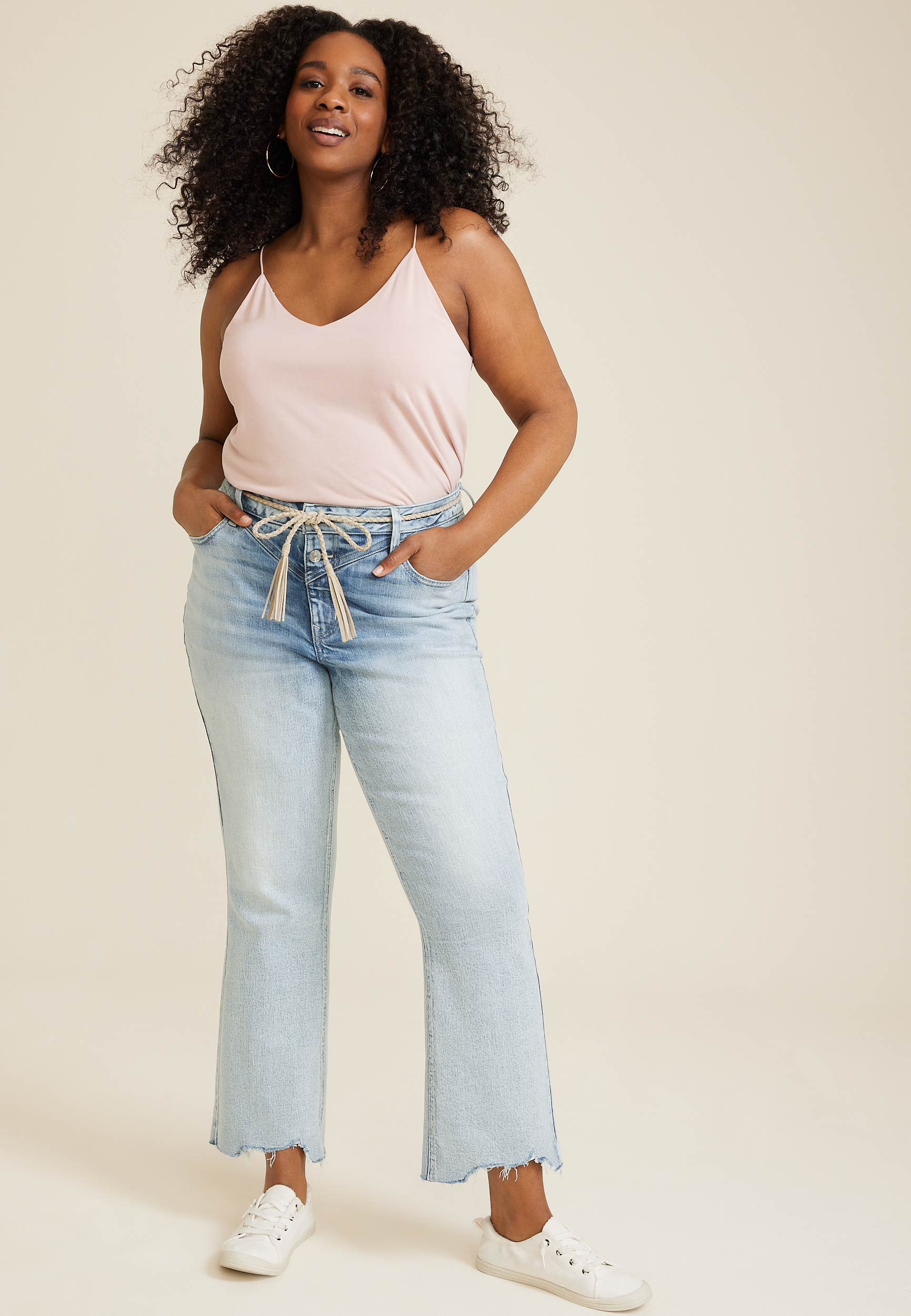 Plus Size Goldie Blues™ Brooklyn Relaxed Curvy High Rise Ripped Straight  Jean