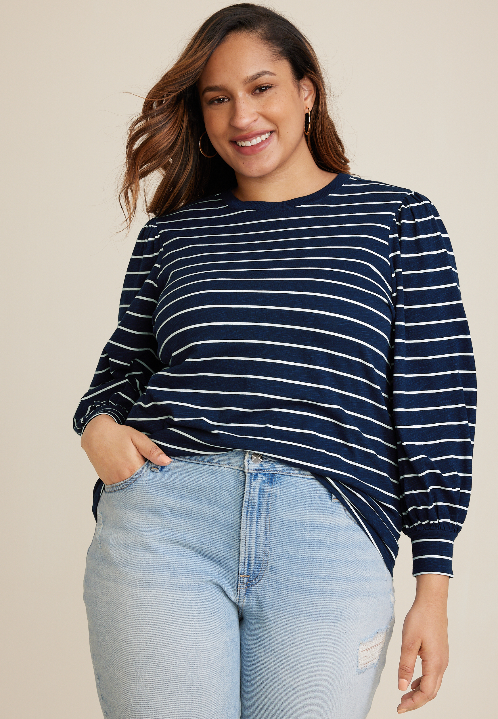 Plus 24/7 Hadley Striped Tee