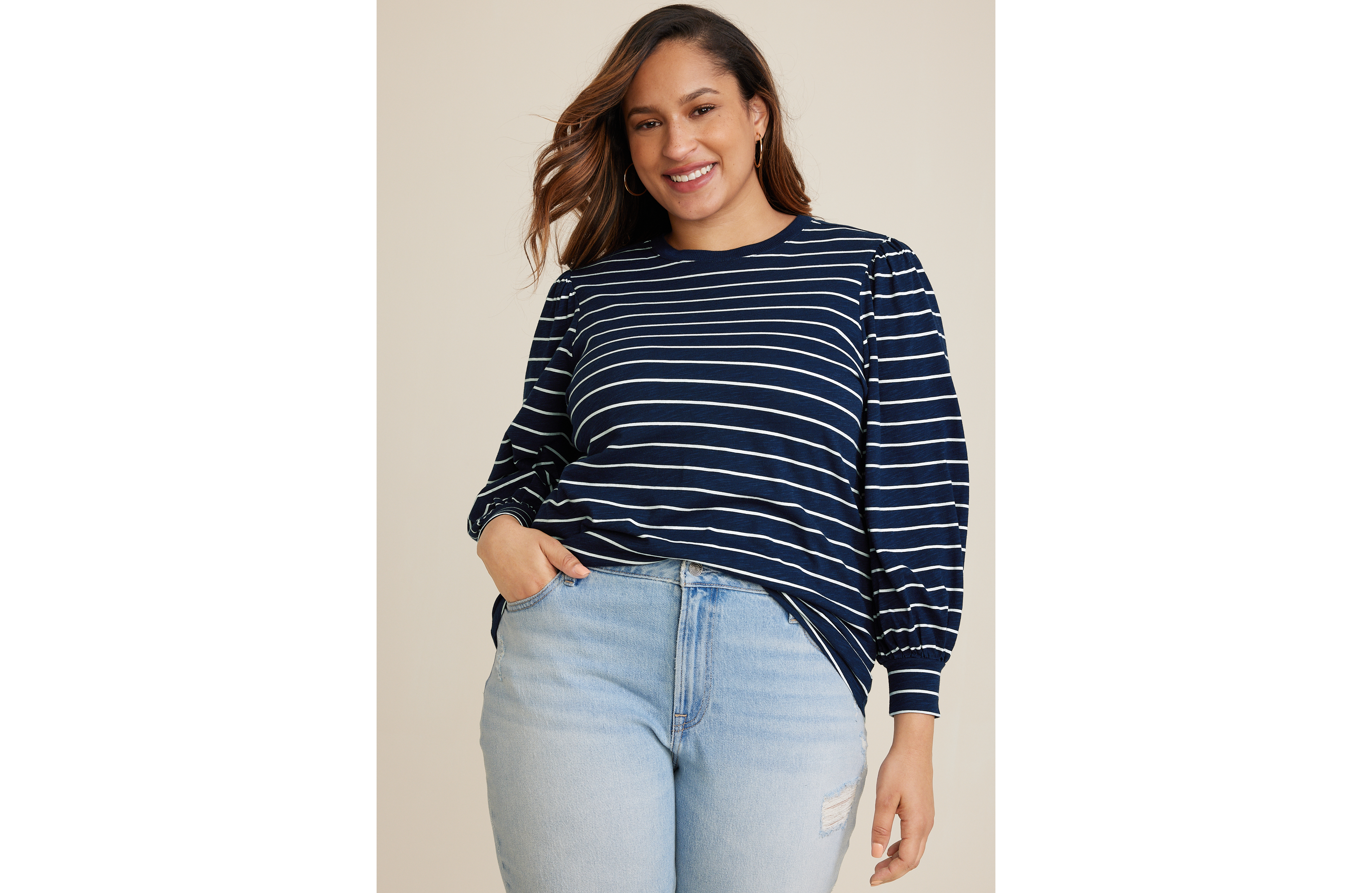 Plus 24/7 Hadley Striped Tee