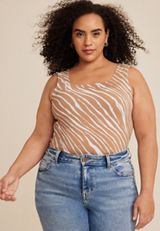Plus Size Double Layer Zebra Tank Top, C7569, small