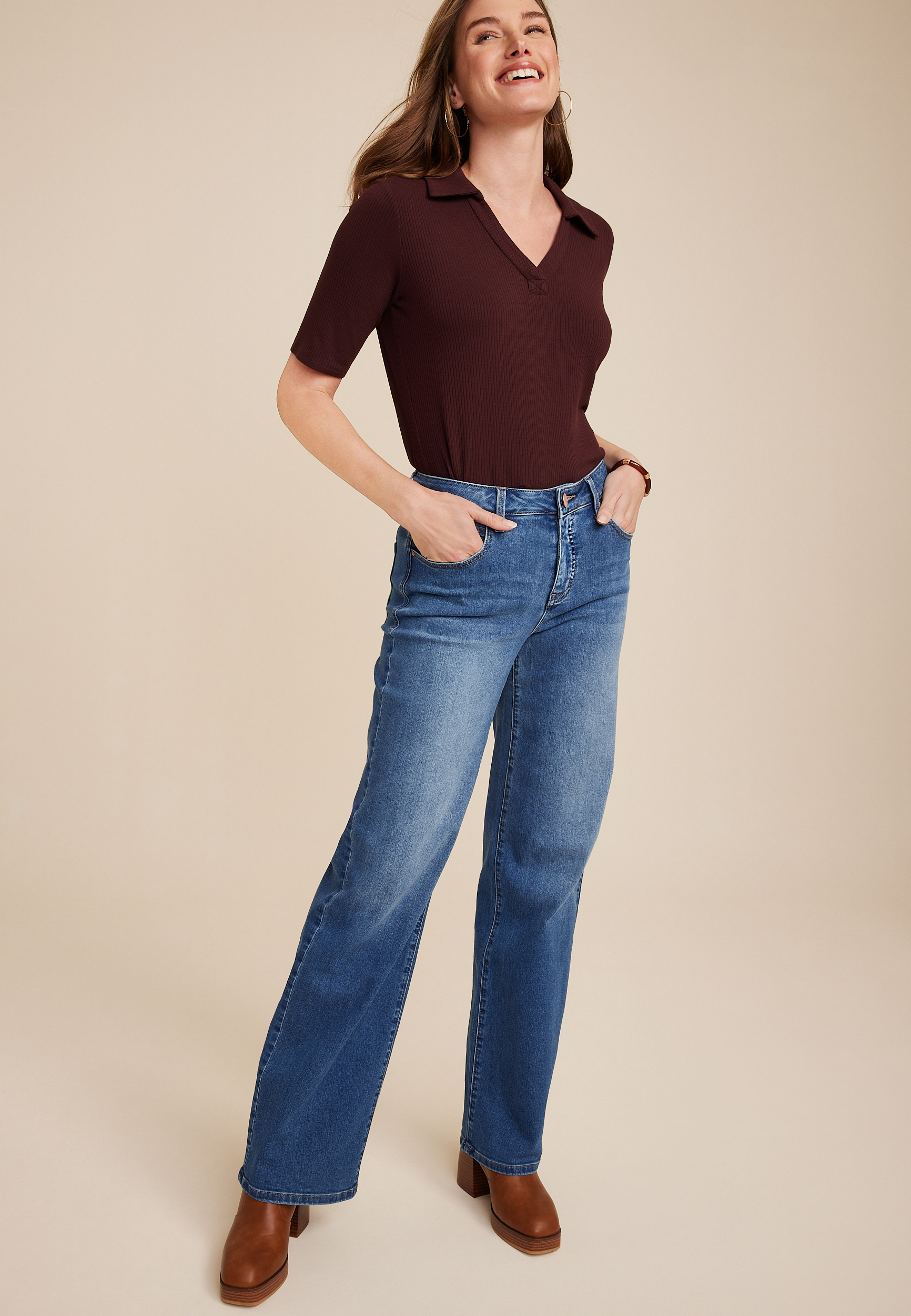 m jeans by maurices™ Everflex™ High Rise Wide Leg Jean