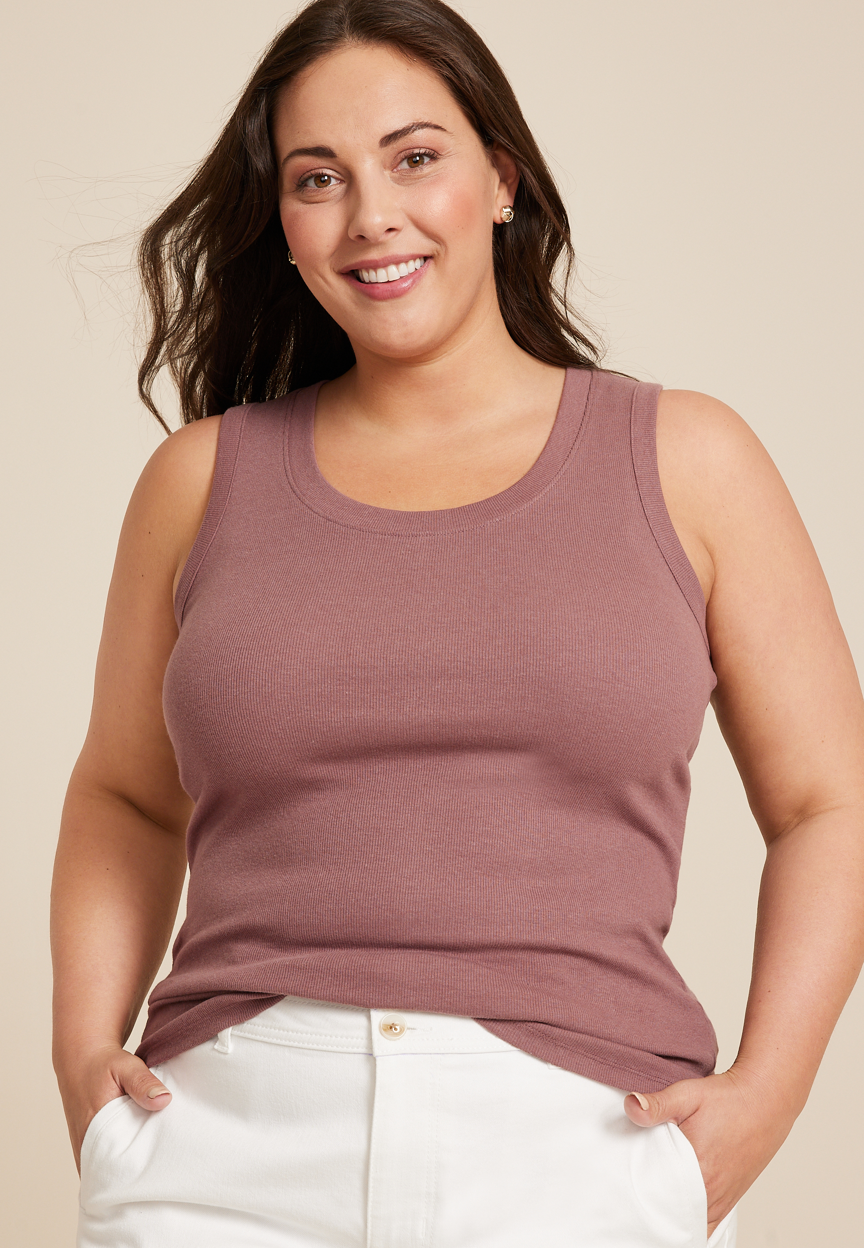 Maurices 2X Plus Size Women's 24/7 U Line Tank Top Brown