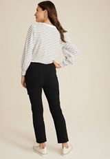 Bengaline High Rise Cargo Slim Straight Pant, BLACK, small