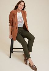 Bengaline High Rise Cargo Slim Straight Pant, OLIVE, small