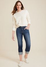 m jeans by maurices&trade; Classic Mid Rise Straight Cropped Jean, DARK SANDBLAST, small