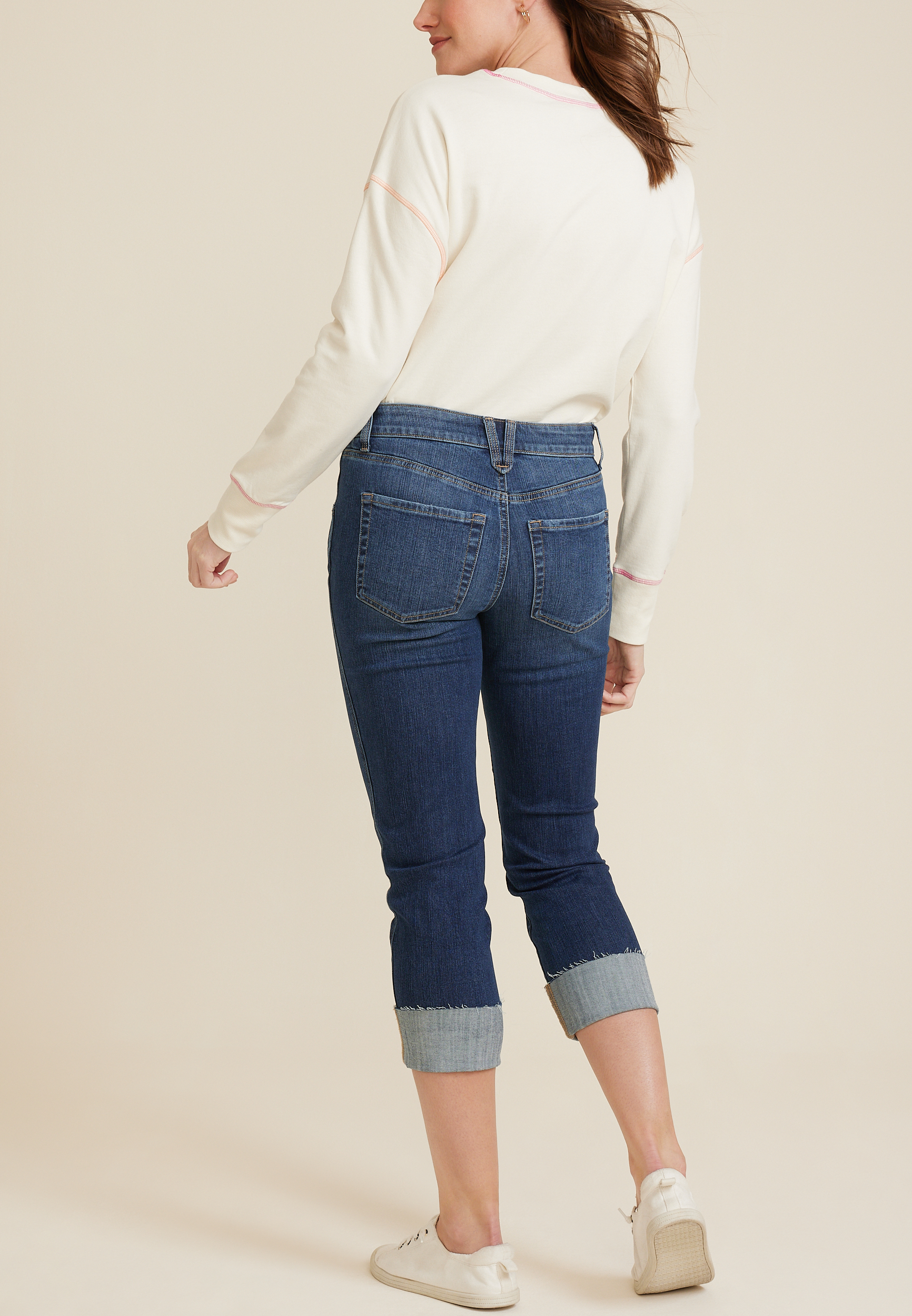 m jeans by maurices&trade; Classic Mid Rise Straight Cropped Jean, DARK SANDBLAST, large