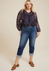 Plus Size m jeans by maurices&trade; Classic Mid Rise Straight Cropped Jean, DARK SANDBLAST, small