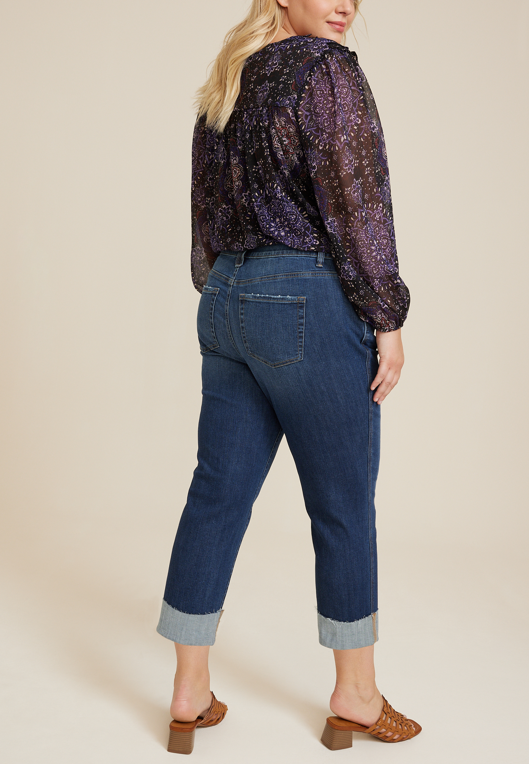 Plus Size m jeans by maurices&trade; Classic Mid Rise Straight Cropped Jean, DARK SANDBLAST, large