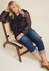 Plus Size m jeans by maurices&trade; Classic Mid Rise Straight Cropped Jean, DARK SANDBLAST, small