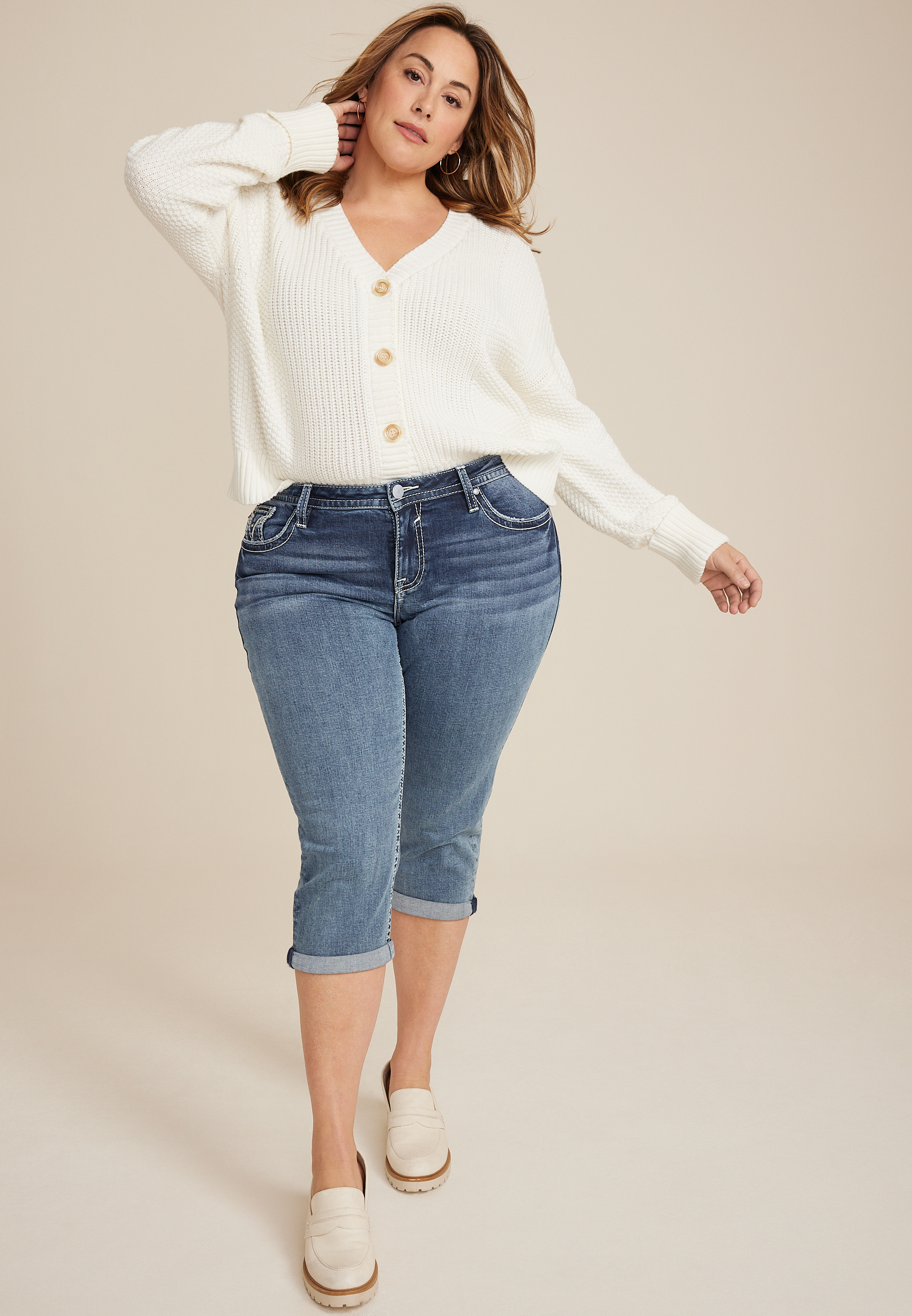 Plus Size Vigoss&reg; Heritage Mid Rise Capri, C3337, large