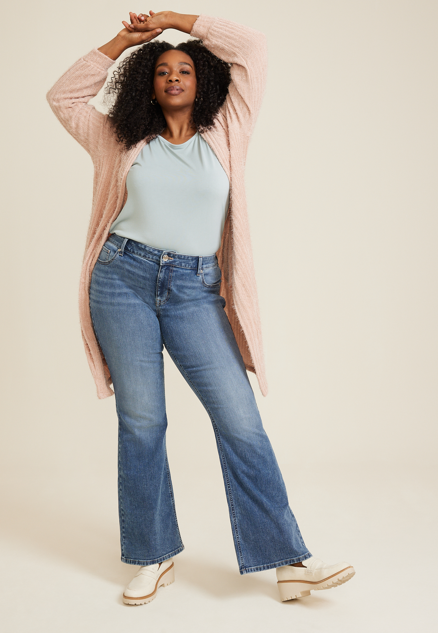 Plus Size m jeans by maurices&trade; Classic Flare Mid Rise Jean, MEDIUM SANDBLAST, large