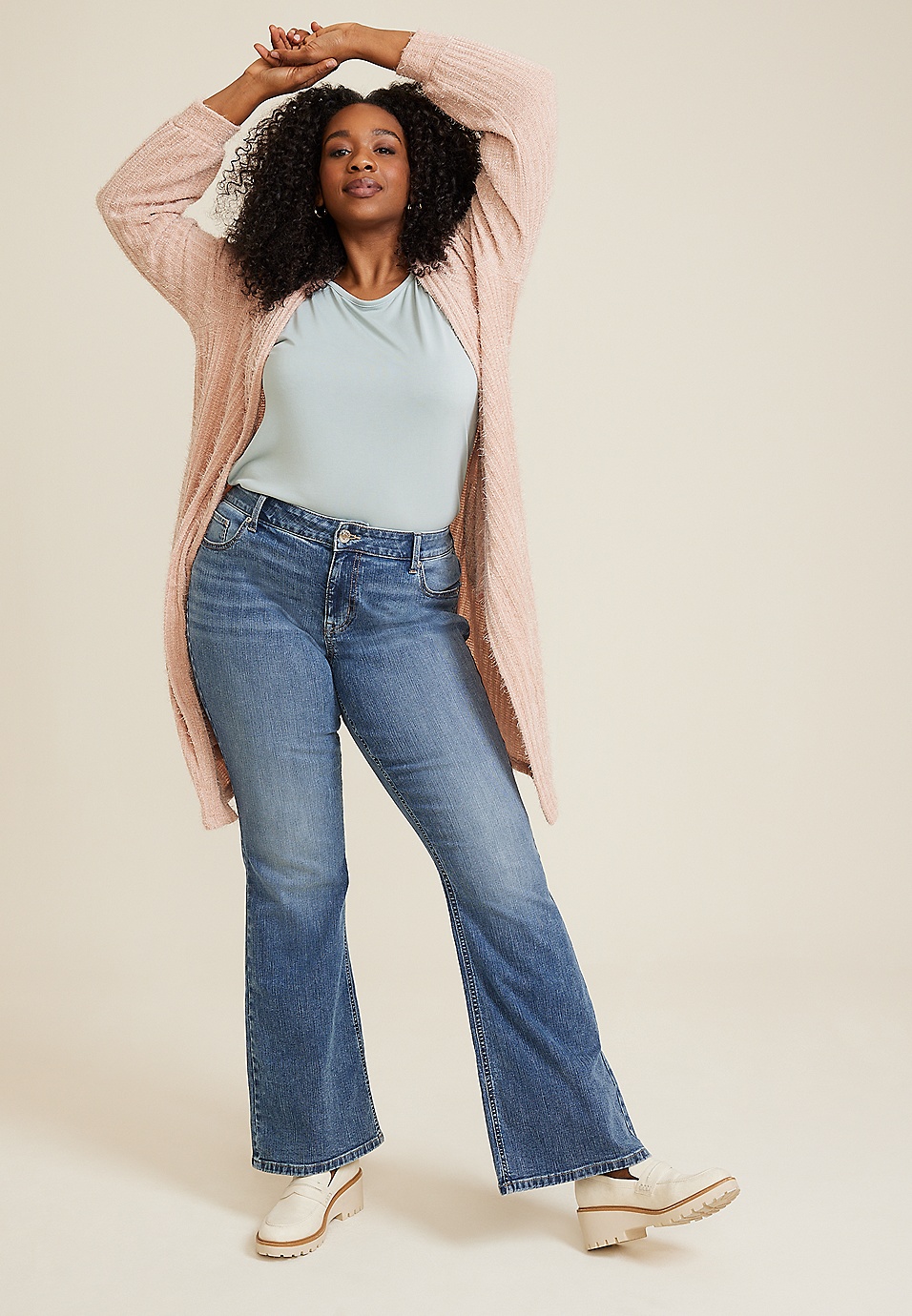 Plus Size edgely™ Mid Rise Ripped Flare Jean