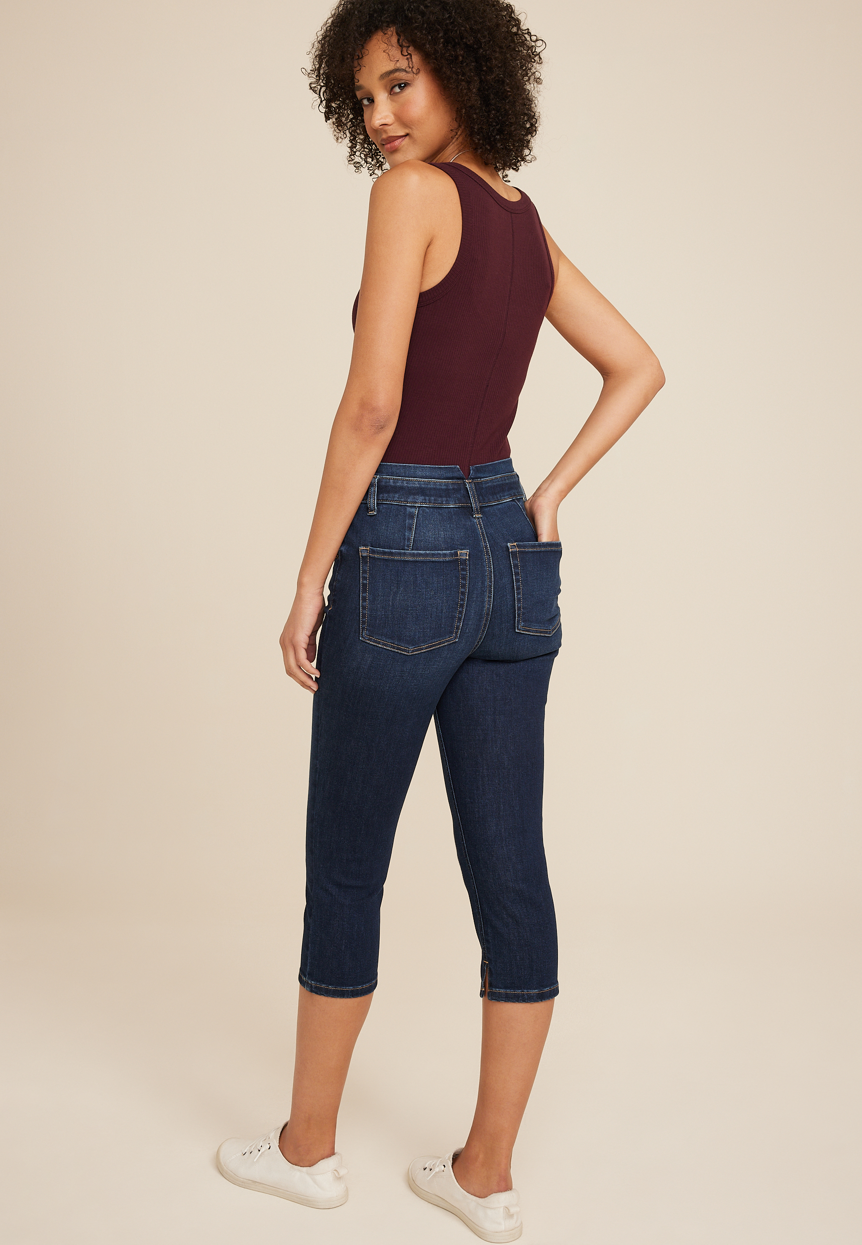 m jeans by maurices&trade; Cool Comfort High Rise Stacked Waist Button Fly Cropped Jean, C258, large