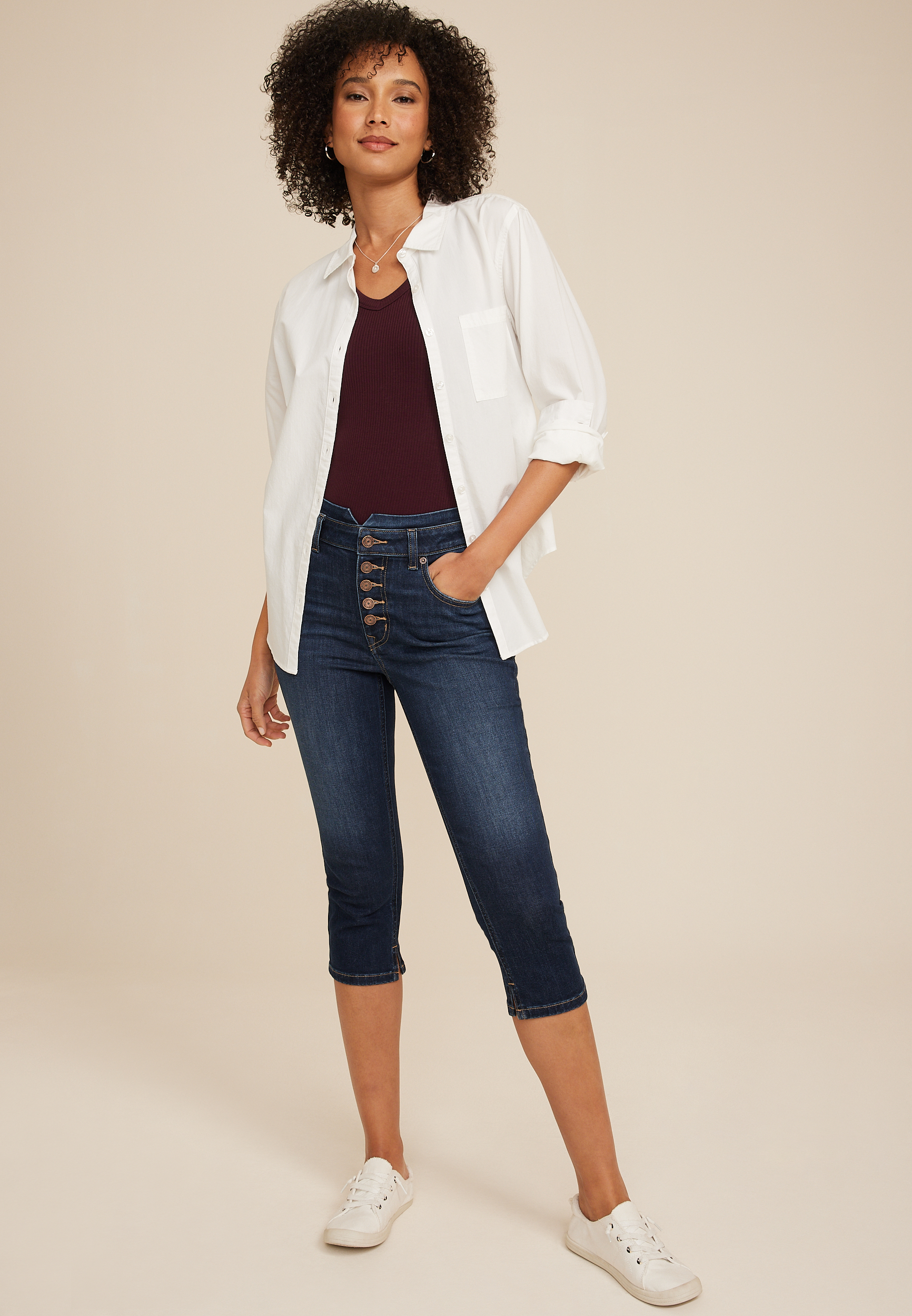 m jeans by maurices&trade; Cool Comfort High Rise Stacked Waist Button Fly Cropped Jean, C258, large