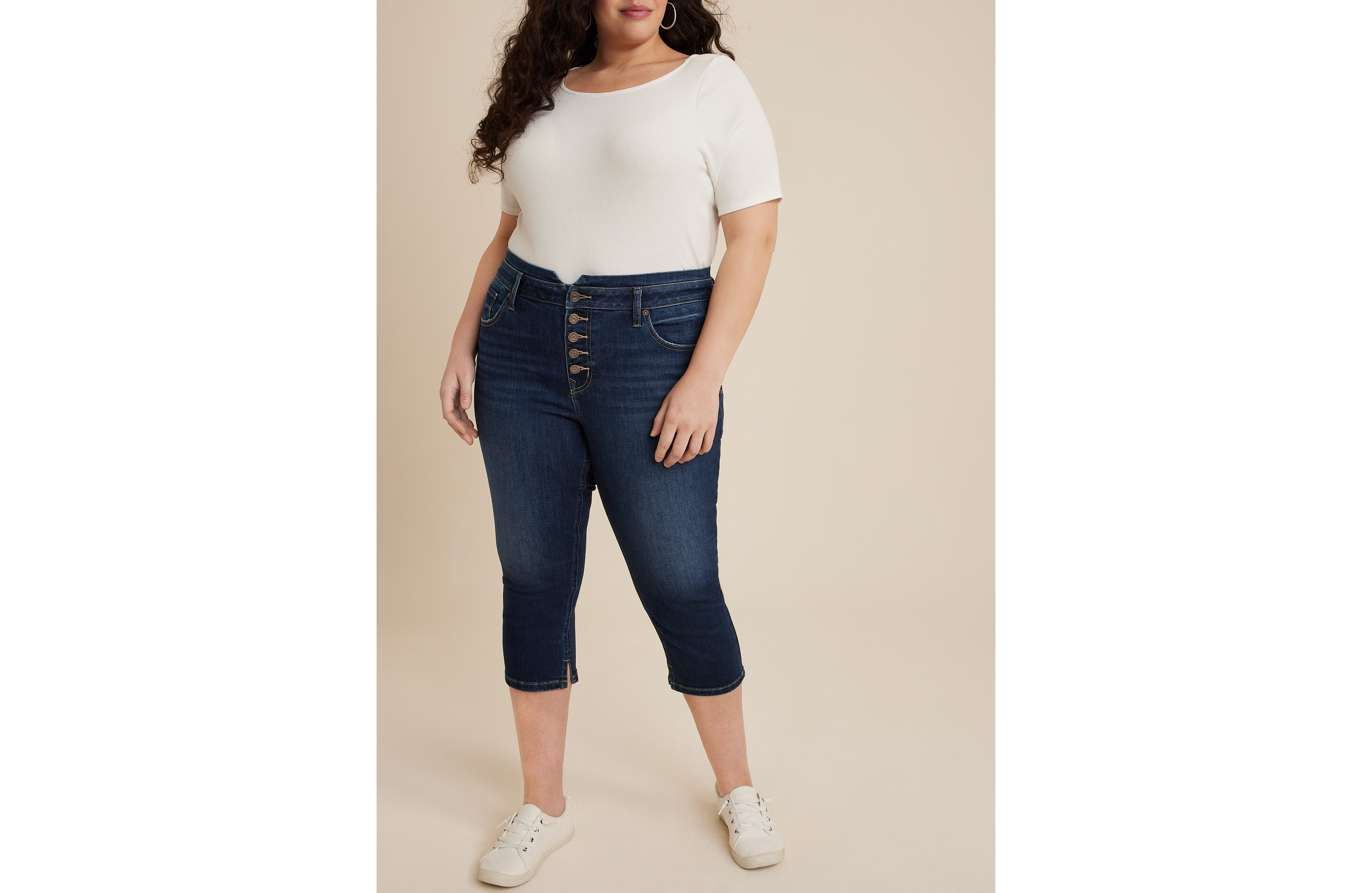 Plus m jeans by maurices™ Cool Comfort High Rise Stacked Waist Button Fly Cropped Jean