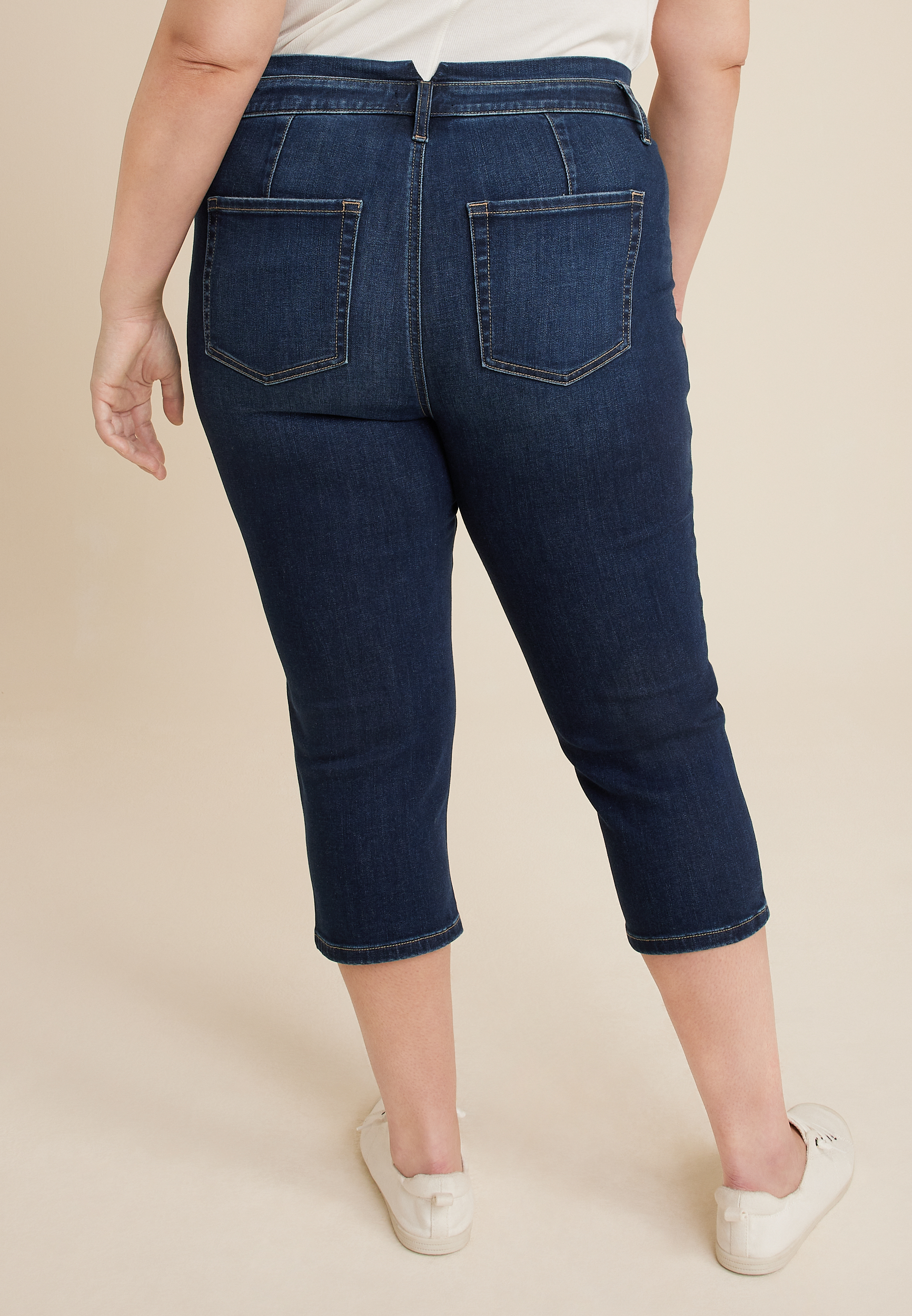 Plus Size m jeans by maurices&trade; Cool Comfort High Rise Stacked Waist Button Fly Cropped Jean, C258, large