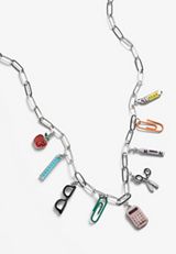 Silver Teacher Charm Necklace, , small