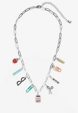 Silver Teacher Charm Necklace, , small