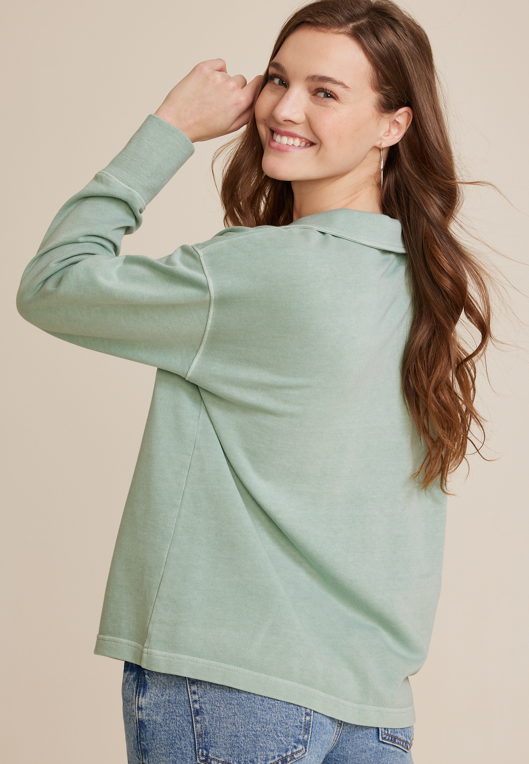 Johnny Collared Pullover Sweatshirt, C9312, large