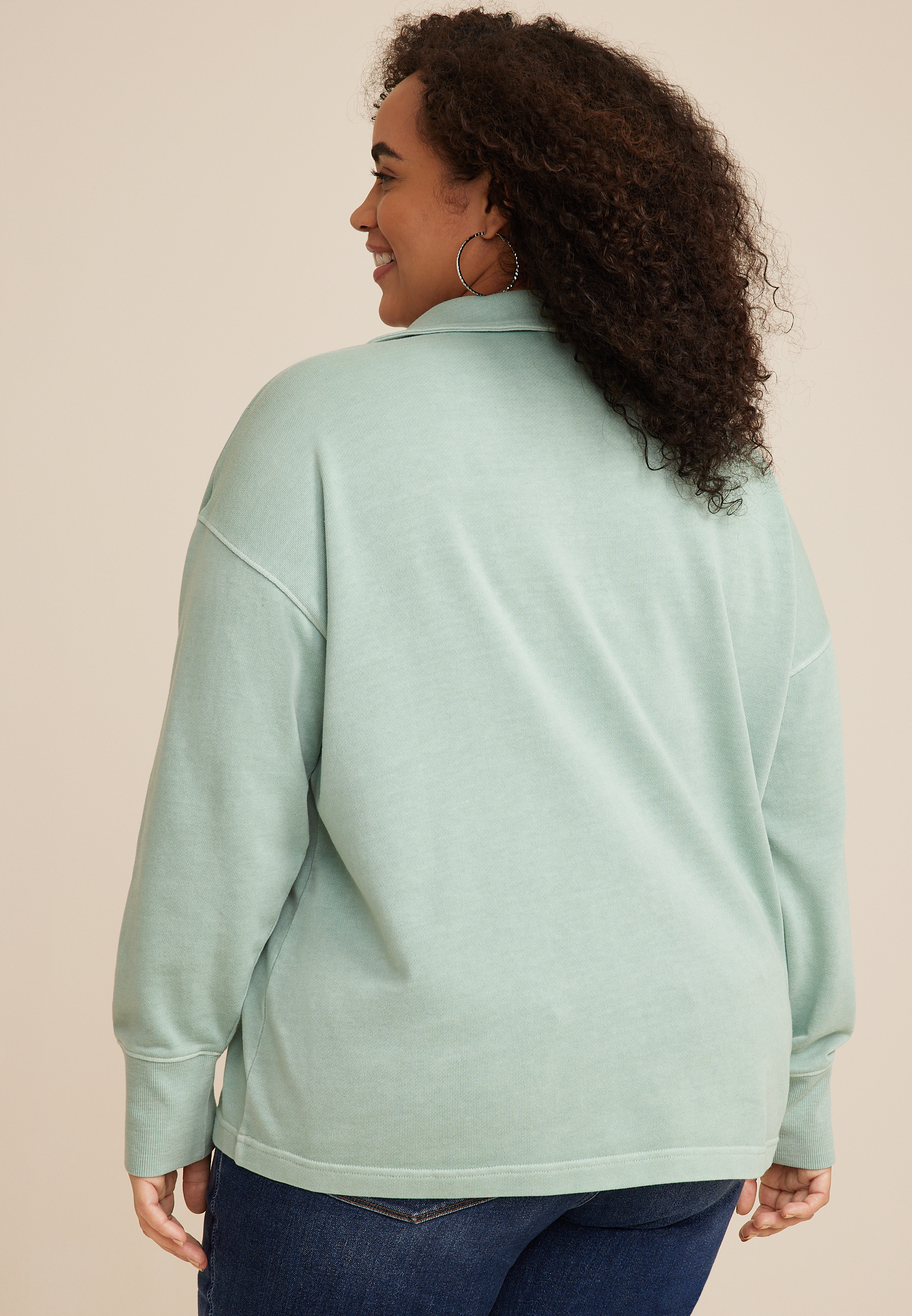 Plus Size Johnny Collared Pullover Sweatshirt, C9312, large