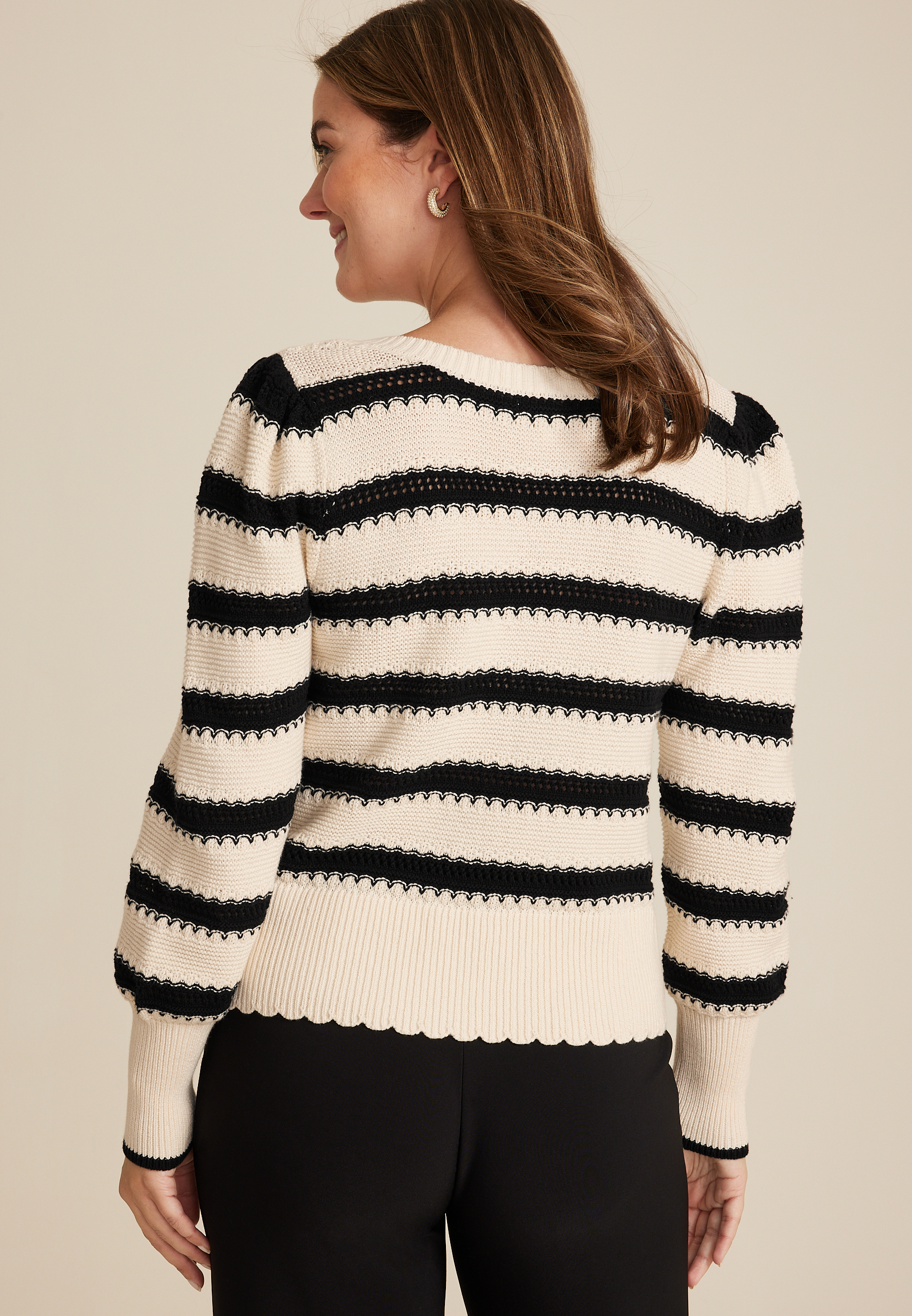 Stripe Open Stitch Sweater, C3986, large