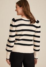 Stripe Open Stitch Sweater, C3986, small