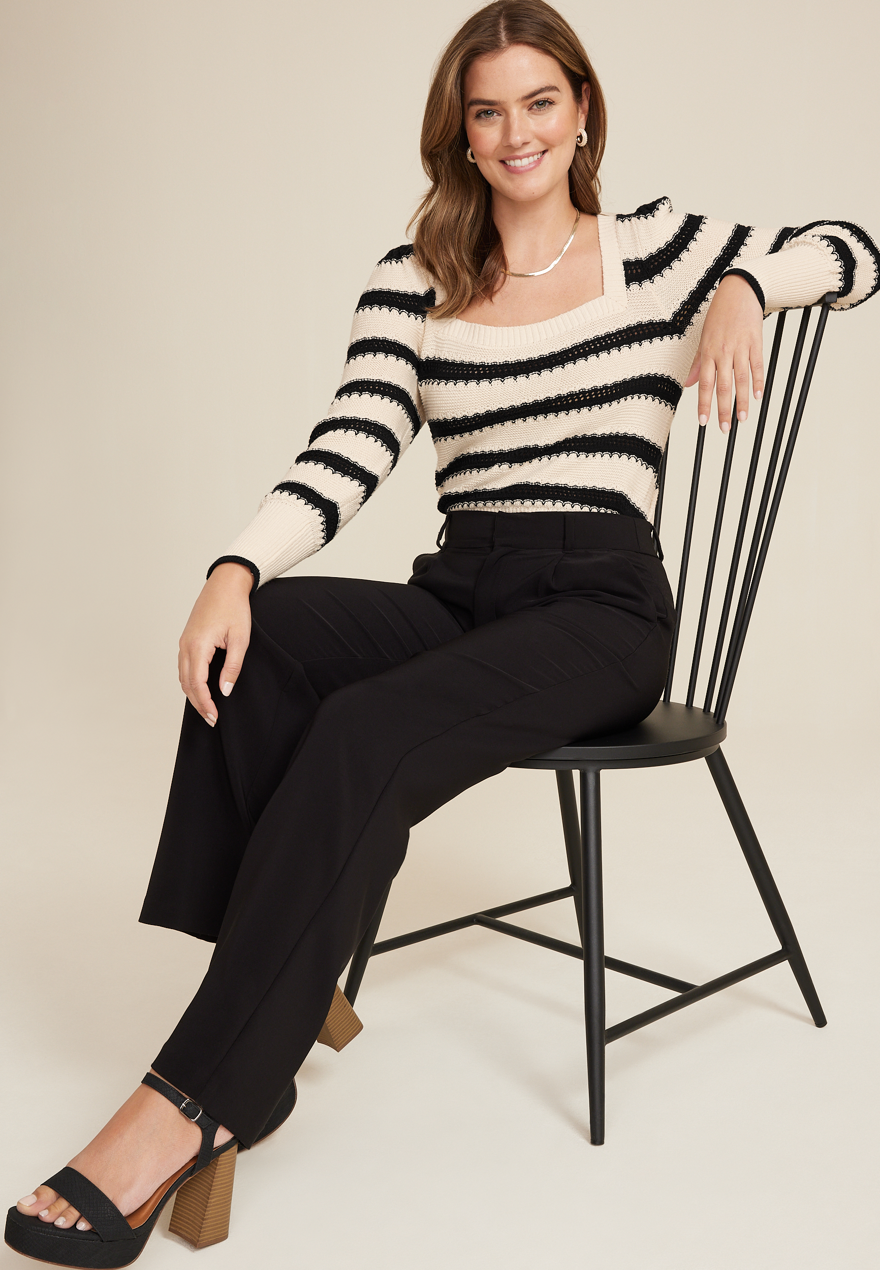 Stripe Open Stitch Sweater, C3986, large