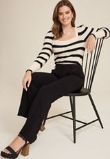 Stripe Open Stitch Sweater, C3986, small
