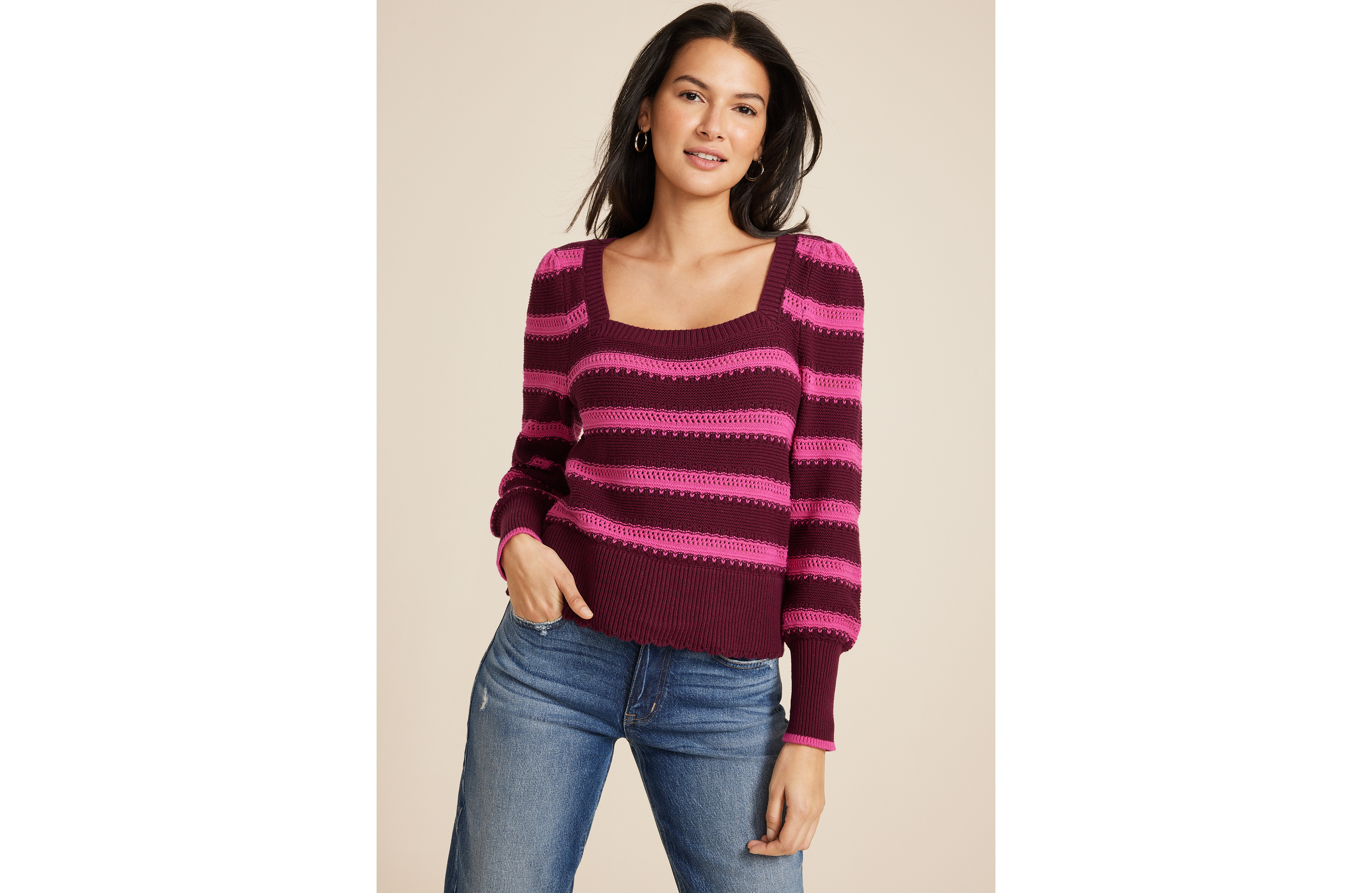 Stripe Open Stitch Sweater