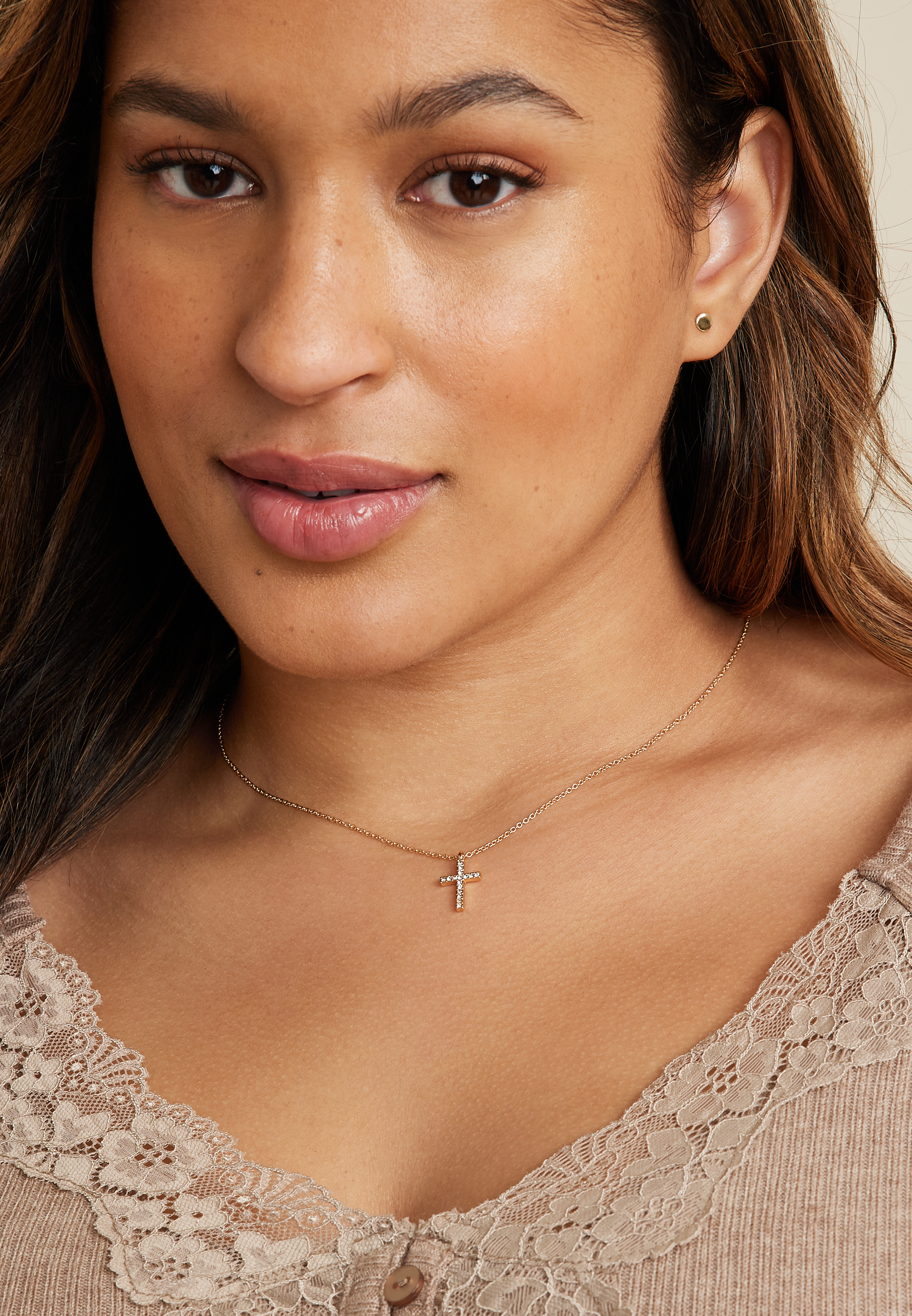 Rhinestone Cross Pendant Necklace