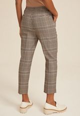 Bengaline Plaid Straight Cropped Dress Pant, C5330, small
