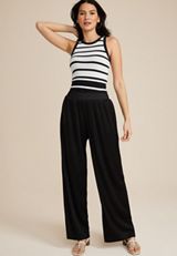 Plisse High Rise Wide Leg Pant, C106, small